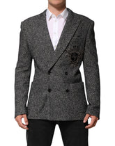 Dolce & Gabbana Black White Double Breasted Men Suit Blazer
